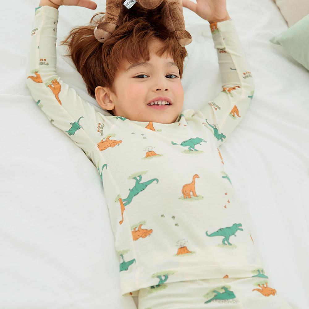 kids wear 40S 3/4 length modal <GREEN DINO>